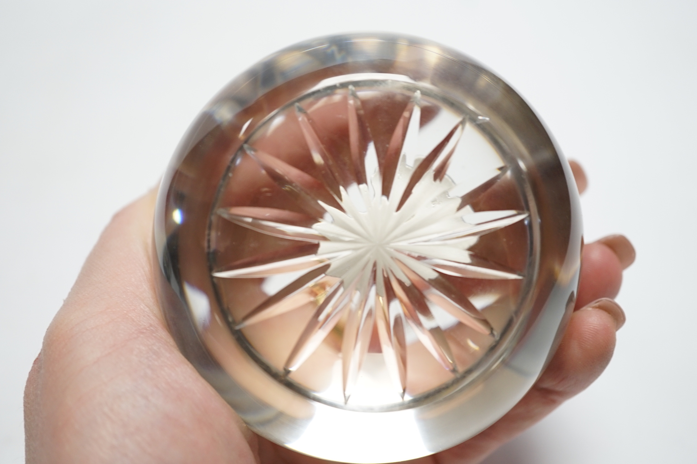 A Clichy Victoria and Albert sulphide portrait paperweight, star cot base, 8 cm